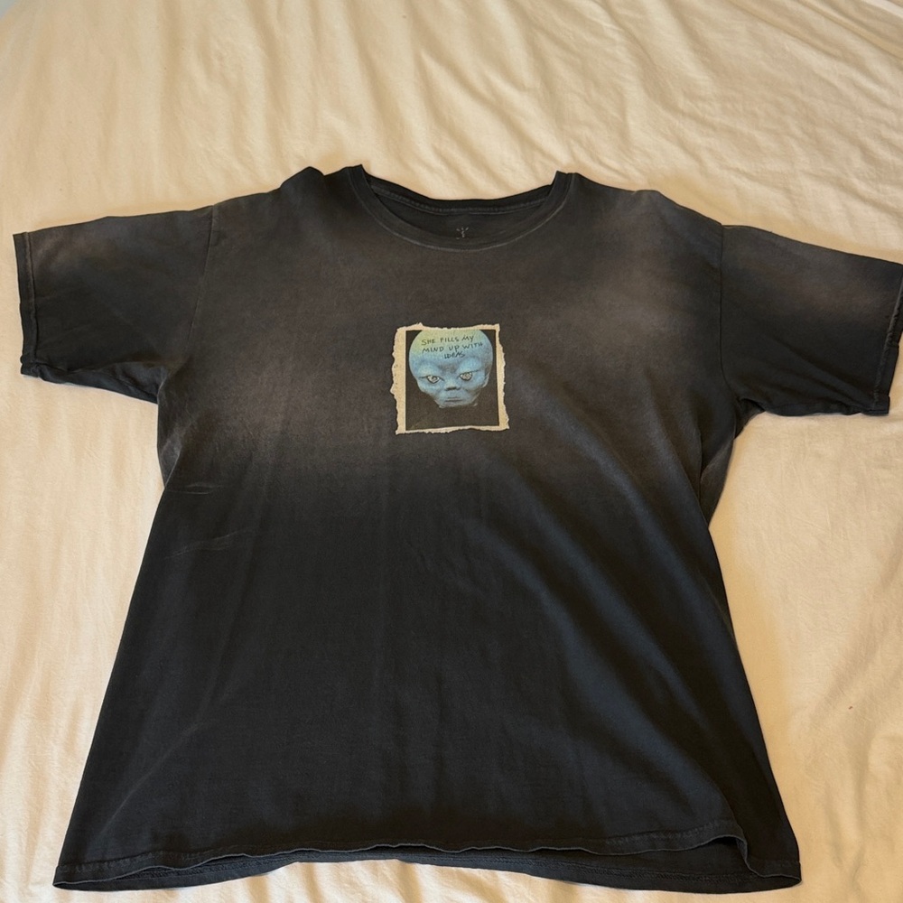 Cactus Jack by Travis Scott Gray Tee with Graphic “Highest in the room”